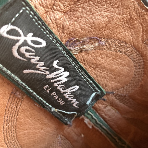 💚Vintage green(w/purple & light pink stitching- RIGHT!?) Larry Mahan ,El Paso💚 - Picture 4 of 14